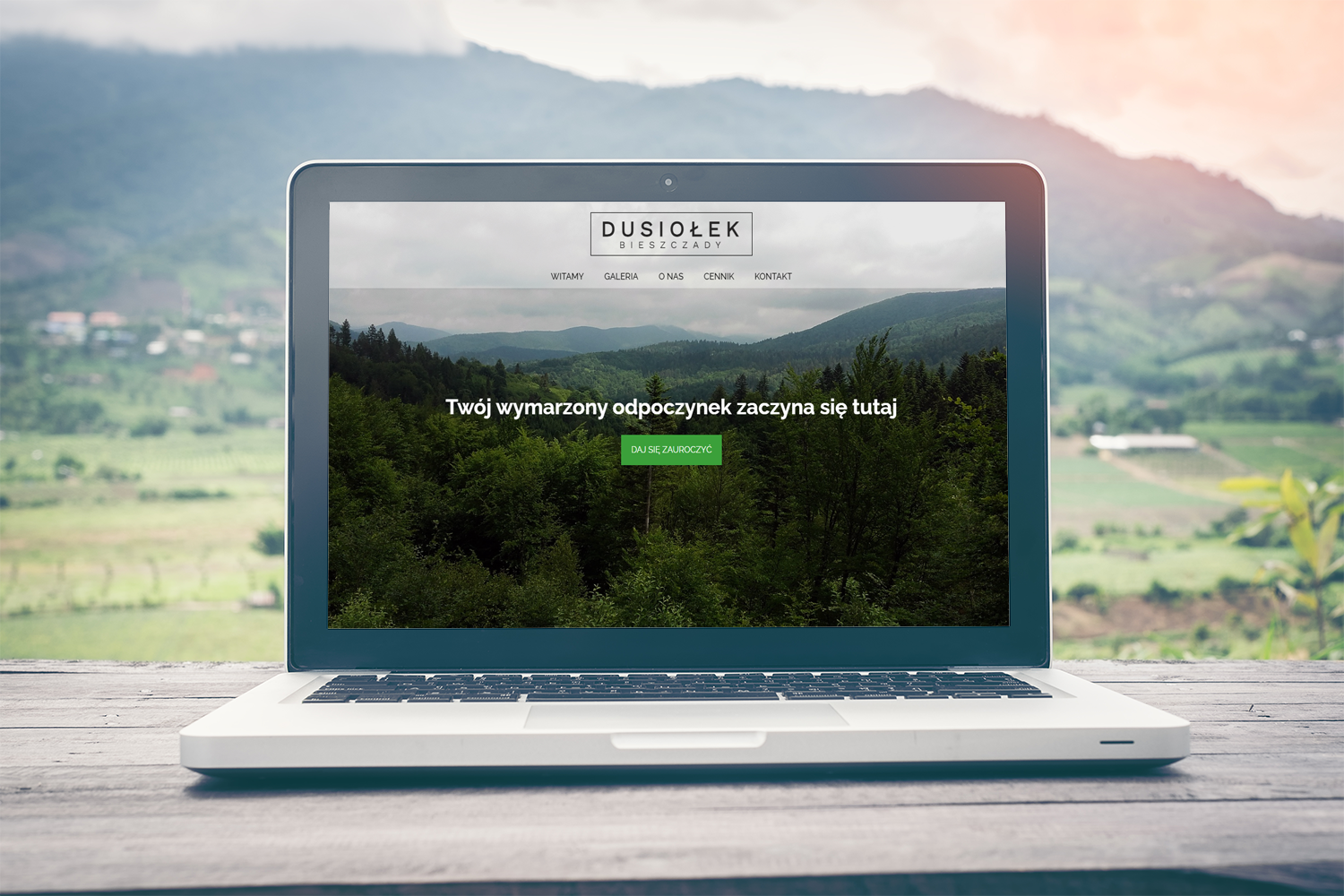 Mockup strony www przygotowanej na wordpressie - https://dusiolekbieszczady.pl/